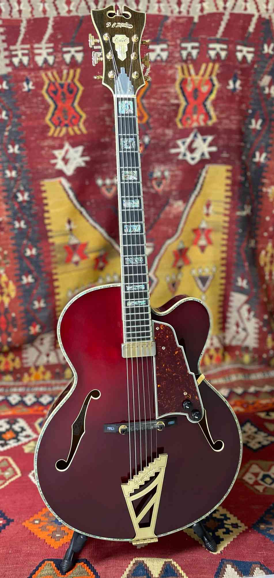 Front view of D'Angelico EXL-1 DP  Wine Red