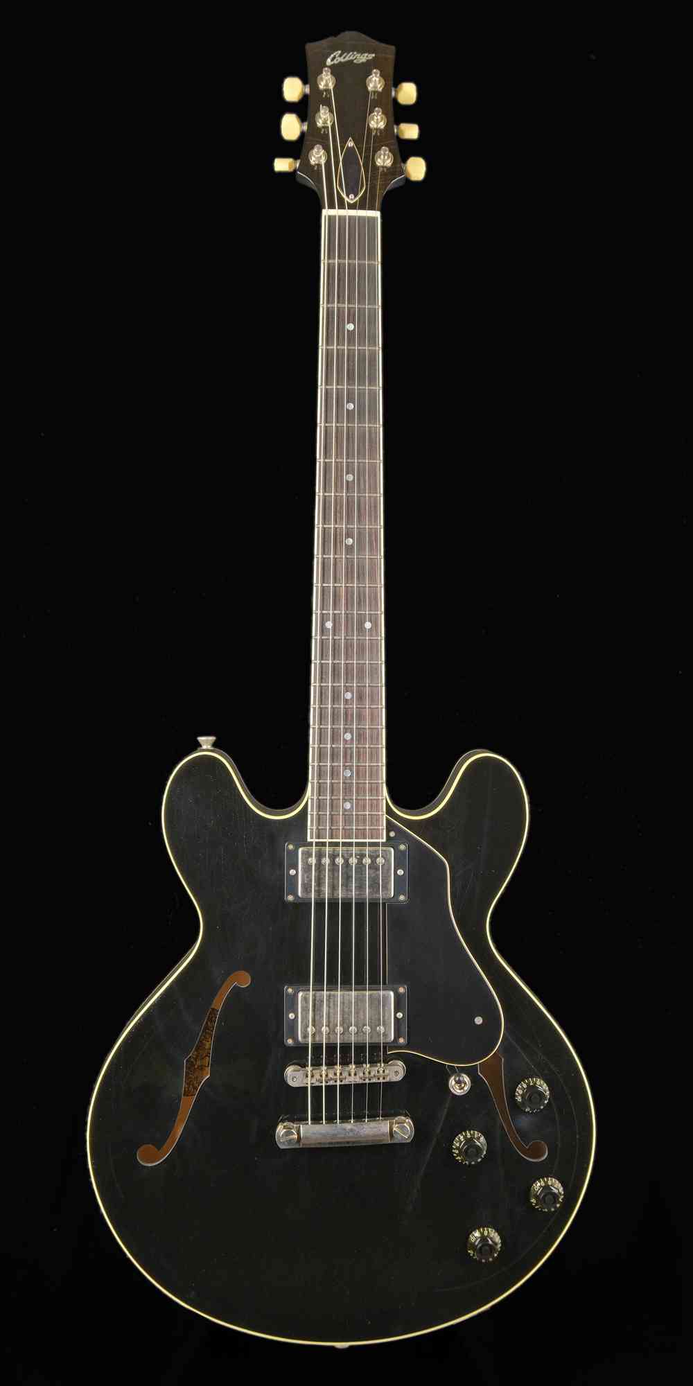 Front view of Collings I-35 2022 Jet Black Aged Finish & Hardware
